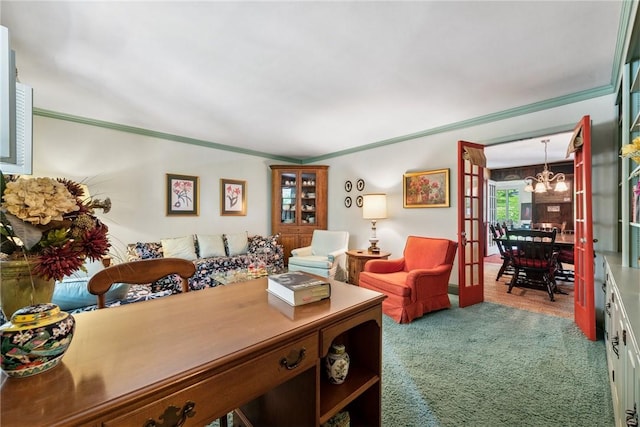 1199 Chestnut St, Indiana Boro Ind, PA 15701 - office space featuring a chandelier, ornamental molding, and carpet