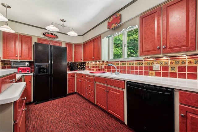 1199 Chestnut St, Indiana Boro Ind, PA 15701 - kitchen with black appliances, light countertops, backsplash, and a sink