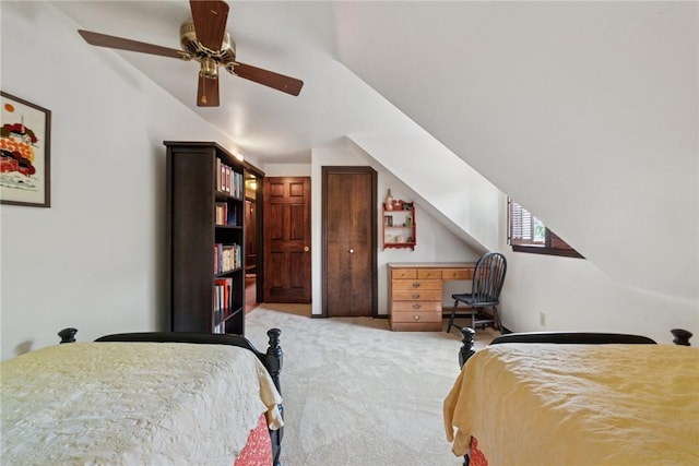 1199 Chestnut St, Indiana Boro Ind, PA 15701 - bedroom with carpet flooring, vaulted ceiling, and a ceiling fan