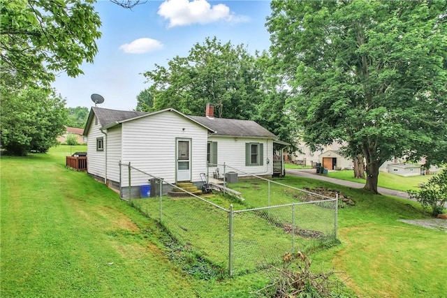 283 S 5th St, Sharpsville, PA 16150 - back of property featuring a chimney and central AC