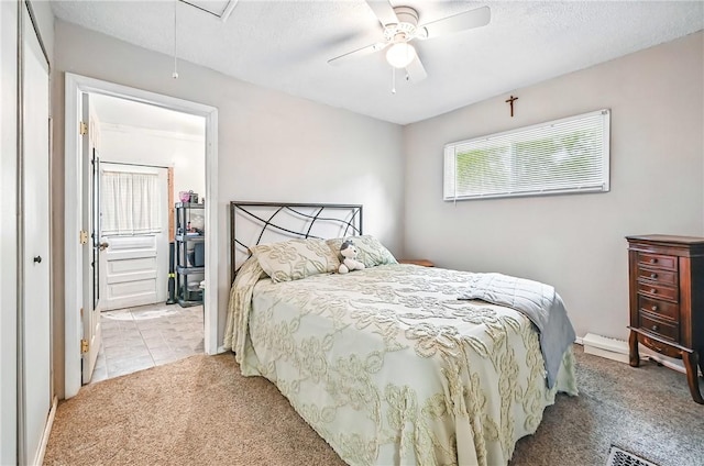 283 S 5th St, Sharpsville, PA 16150 - bedroom featuring attic access, light colored carpet, and a ceiling fan
