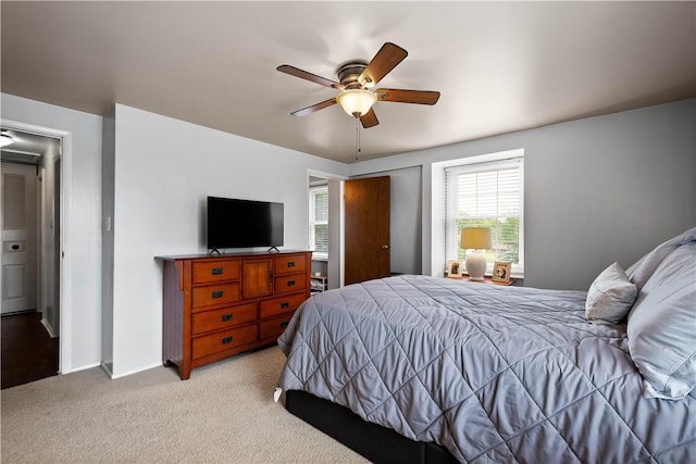 2609 Fox Chase Ct, South Fayette, PA 15017 - bedroom with light colored carpet, baseboards, and ceiling fan