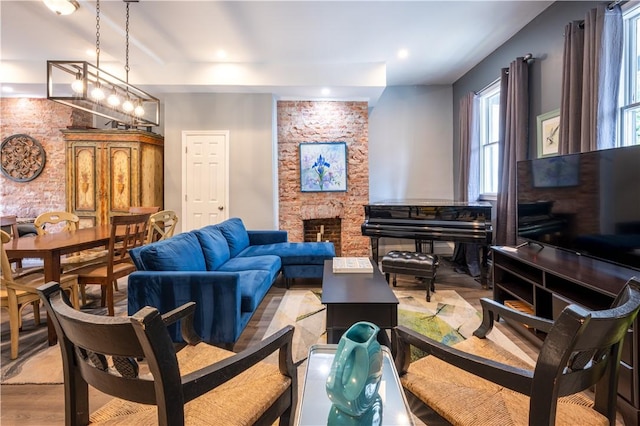 1701 Meadville St, Fineview, PA 15214 - living area with a stone fireplace and light wood-type flooring