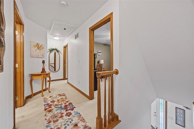 1408 Fernledge Dr, Shaler, PA 15101 - corridor with attic access, light carpet, and baseboards