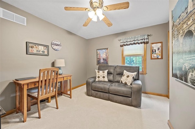1408 Fernledge Dr, Shaler, PA 15101 - home office featuring baseboards, a ceiling fan, and carpet floors