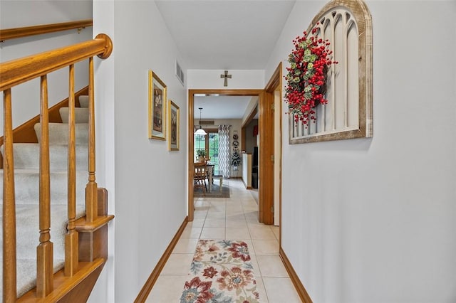 1408 Fernledge Dr, Shaler, PA 15101 - hall with stairway, light tile patterned floors, and baseboards