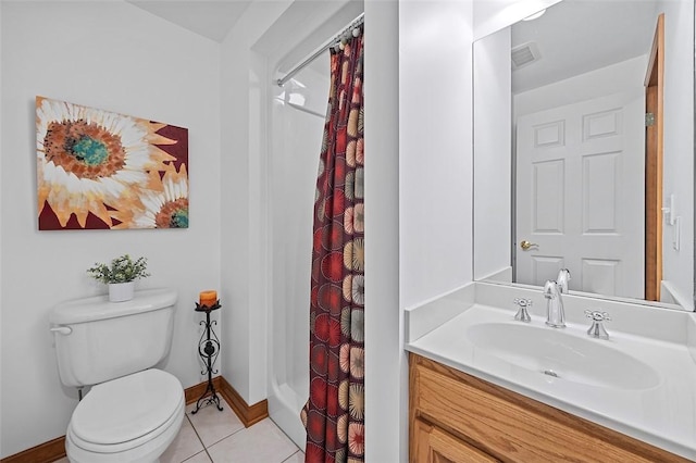 1408 Fernledge Dr, Shaler, PA 15101 - bathroom featuring toilet, vanity, tile patterned floors, baseboards, and curtained shower