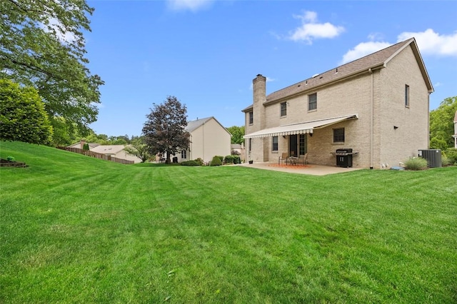 1408 Fernledge Dr, Shaler, PA 15101 - rear view of property with central AC, a patio area, a chimney, and a yard