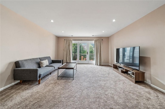 4677 Bayard St Unit 201, Oakland, PA 15213 - living room with carpet flooring, baseboards, and recessed lighting