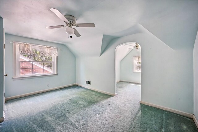 1060 S Hermitage Rd, Hermitage, PA 16148 - bonus room featuring a ceiling fan, carpet flooring, lofted ceiling, and baseboards