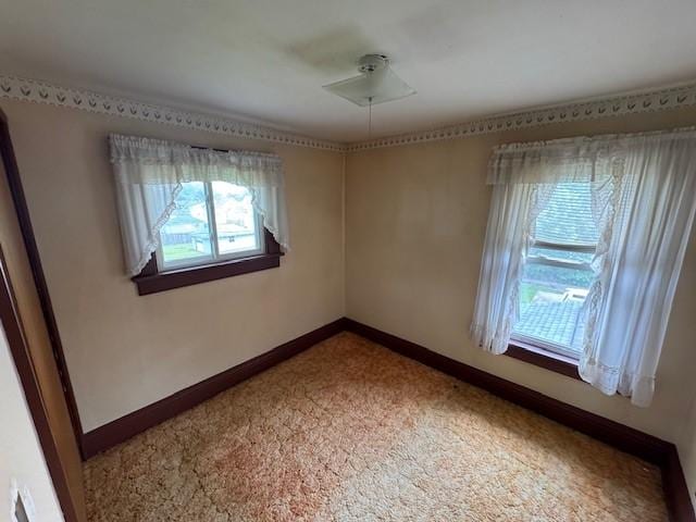 521 Mcclure, Sharon, PA 16146 - carpeted spare room featuring baseboards and ceiling fan