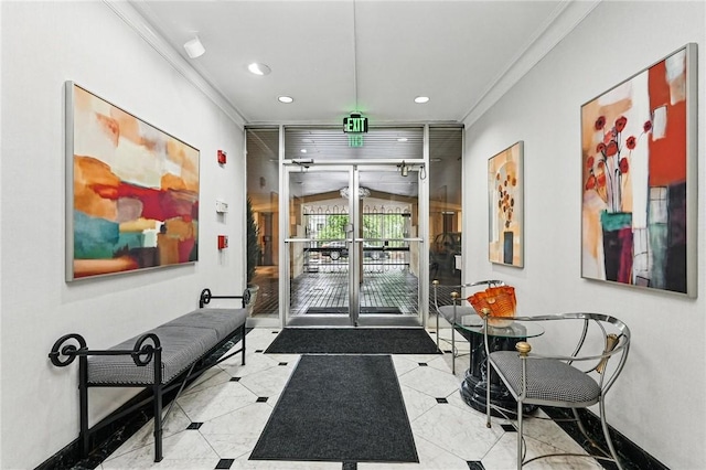 5048 5th Ave Unit 101, Shadyside, PA 15232 - building lobby featuring crown molding and recessed lighting