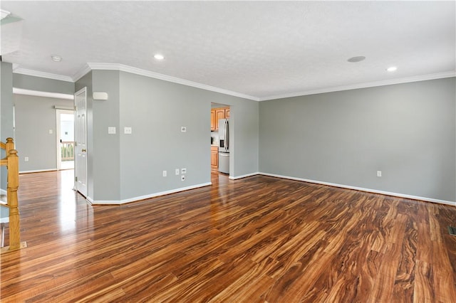 2000 Michael Dr, Baldwin Boro, PA 15227 - unfurnished room featuring dark wood finished floors, baseboards, recessed lighting, crown molding, and a smoke detector