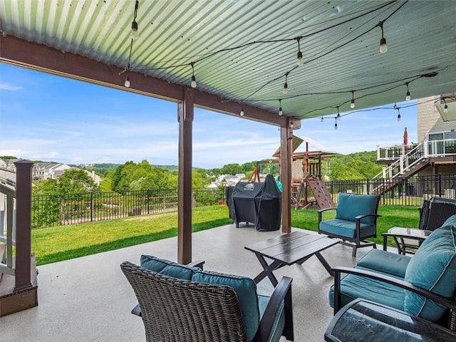 117 Dutch Creek Dr, Jackson Twp But, PA 16063 - view of patio / terrace featuring a playground, outdoor lounge area, and grilling area