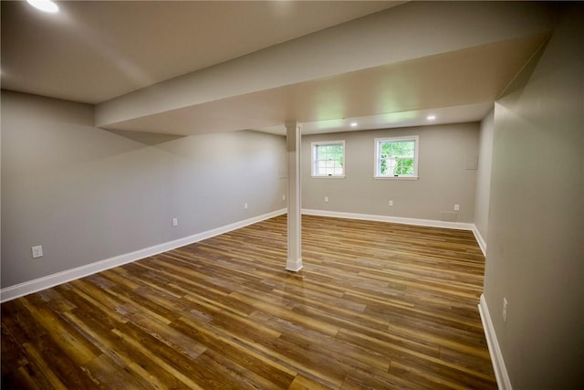 906 Arch Ave, Castle Shannon, PA 15234 - below grade area with dark wood-type flooring, baseboards, and recessed lighting