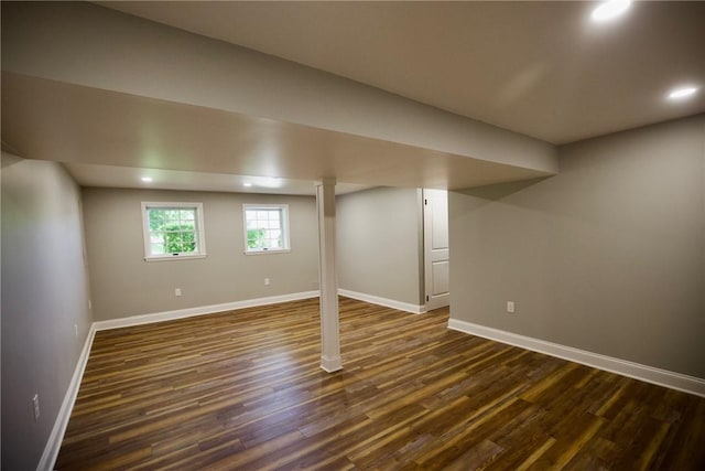 906 Arch Ave, Castle Shannon, PA 15234 - basement featuring dark wood-style flooring, baseboards, and recessed lighting