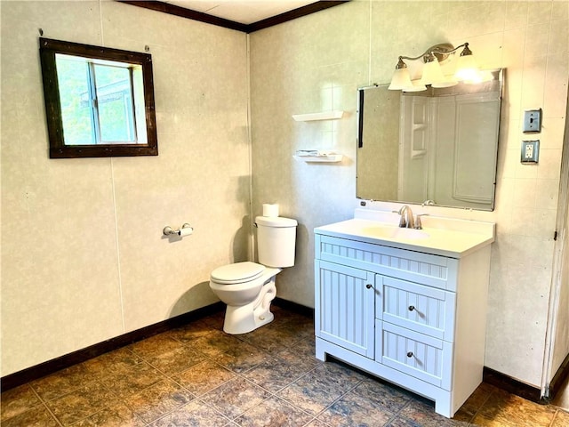 128 Main St, Perry Twp Fay, PA 15473 - bathroom with vanity, toilet, and baseboards