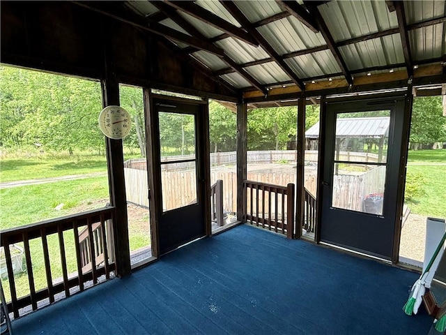 128 Main St, Perry Twp Fay, PA 15473 - unfurnished sunroom with lofted ceiling