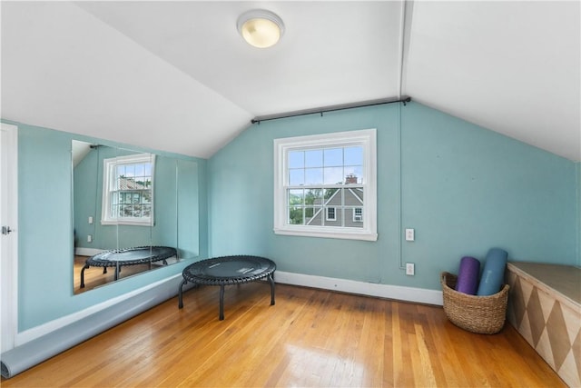 1200 River Rd, Beaver, PA 15009 - bonus room featuring wood-type flooring, plenty of natural light, vaulted ceiling, and baseboards