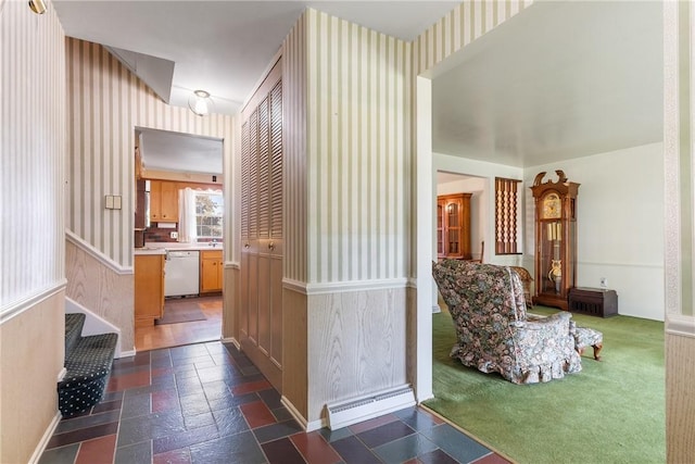 216 Bainbridge Dr, Center Twp Bea, PA 15001 - hallway with wallpapered walls