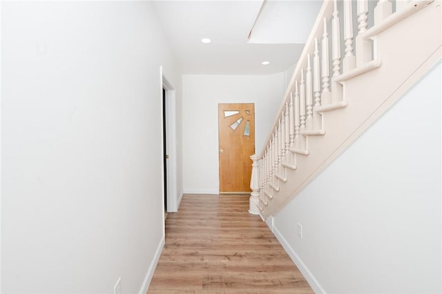 721 W Mahoning St, Punxsutawney Area School District, PA 15767 - hall with light wood-style floors, baseboards, recessed lighting, and stairs