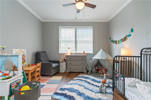 1503 Kenberma Ave, Beechview, PA 15216 - bedroom featuring crown molding, wood finished floors, and a ceiling fan
