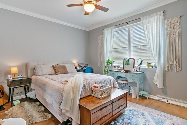 1503 Kenberma Ave, Beechview, PA 15216 - bedroom with wood finished floors, crown molding, baseboards, and a ceiling fan