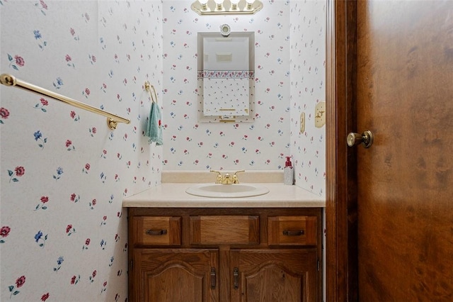 409 Forest Trails Dr, Mccandless, PA 15090 - bathroom with wallpapered walls and vanity