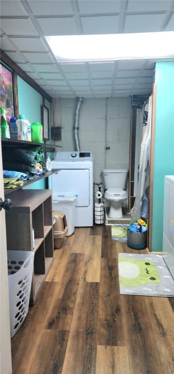 132 Sherwood St, Belle Vernon Fay, PA 15012 - basement with wood finished floors and independent washer and dryer