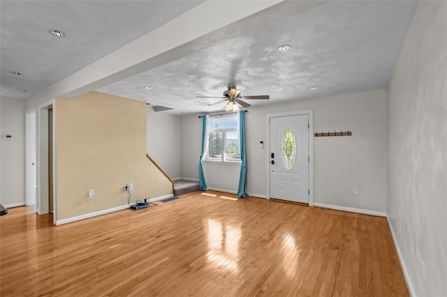 3315 Crestview Dr N, Versailles, PA 15137 - foyer entrance with wood finished floors, baseboards, and ceiling fan