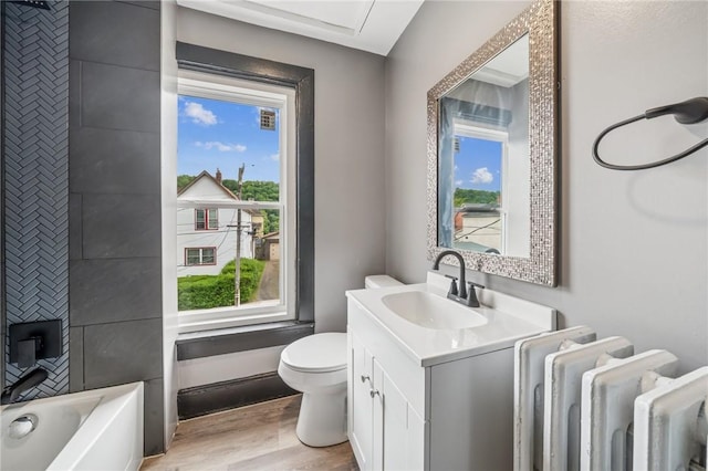 1105 Stieren Ave, Brackenridge, PA 15014 - full bathroom featuring toilet, wood finished floors, vanity, and healthy amount of natural light
