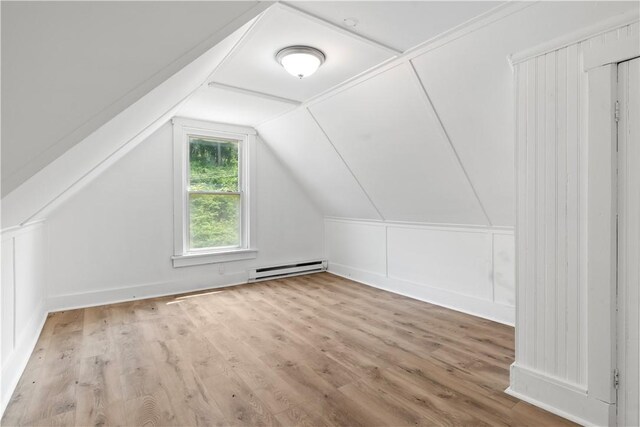 1567 Princeton Blvd, Wilkinsburg, PA 15221 - additional living space featuring lofted ceiling, wood finished floors, and a baseboard radiator