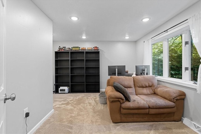 259 Old Blackhawk Rd, Chippewa Twp, PA 15010 - sitting room featuring carpet floors, recessed lighting, an office area, and baseboards
