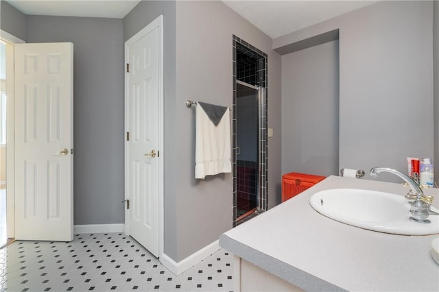 26 Indian Fields Trl, Lower Burrell, PA 15068 - bathroom with a stall shower, baseboards, and vanity