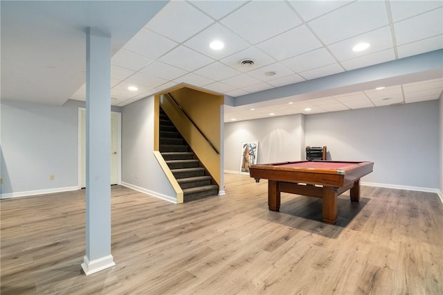 26 Indian Fields Trl, Lower Burrell, PA 15068 - game room featuring wood finished floors, billiards, baseboards, a paneled ceiling, and recessed lighting