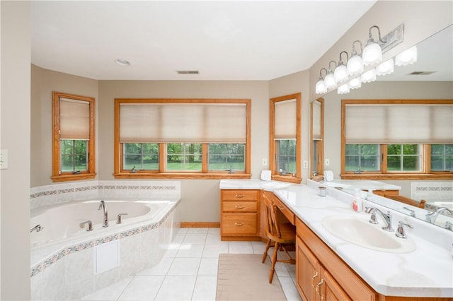 258 Smith Rd, Connoquenessing Twp, PA 16053 - full bath featuring vanity, a garden tub, and tile patterned floors