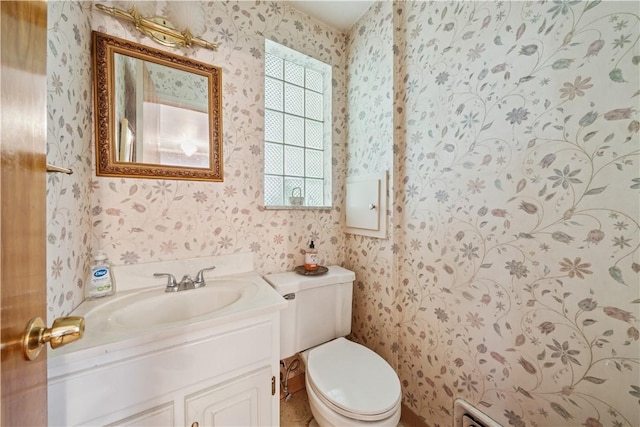 431 Darrell Dr, Penn Hills, PA 15235 - bathroom featuring wallpapered walls, vanity, and toilet