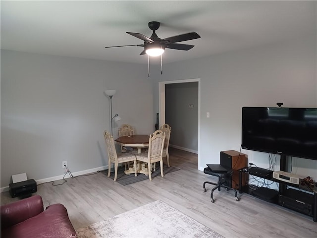 30 Evans Rd, Fallowfield, PA 15022 - living area with a ceiling fan, wood finished floors, and baseboards