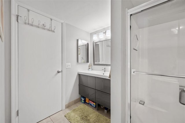 3266 Ward St Unit 8, Oakland, PA 15213 - bathroom with vanity, an enclosed shower, and tile patterned floors