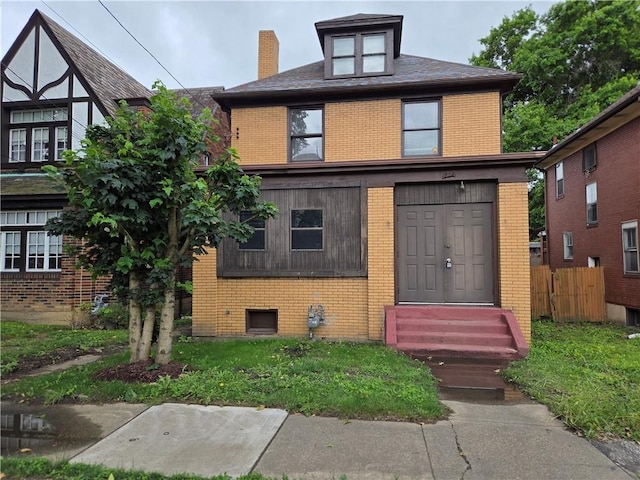 518 Waddell Ave, Clairton, PA 15025 - american foursquare style home featuring brick siding, entry steps, and a chimney