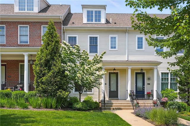 1621 Overton Ln, Squirrel Hill, PA 15217 - townhome / multi-family property featuring a porch and a shingled roof