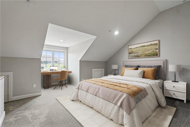 1621 Overton Ln, Squirrel Hill, PA 15217 - bedroom with vaulted ceiling, carpet, a desk, baseboards, and recessed lighting