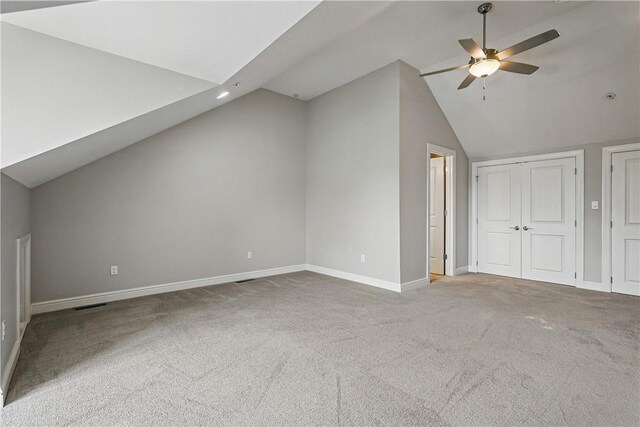 1621 Overton Ln, Squirrel Hill, PA 15217 - additional living space with lofted ceiling, ceiling fan, carpet floors, and baseboards