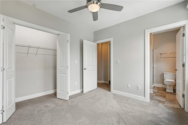 1621 Overton Ln, Squirrel Hill, PA 15217 - unfurnished bedroom with carpet floors, a closet, ensuite bath, baseboards, and a ceiling fan