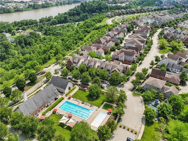 1621 Overton Ln, Squirrel Hill, PA 15217 - aerial view of residential area featuring a large body of water and a pool area