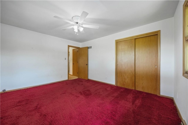 194 Southvue Dr, Whitehall, PA 15236 - unfurnished bedroom with carpet, a closet, ceiling fan, and baseboards