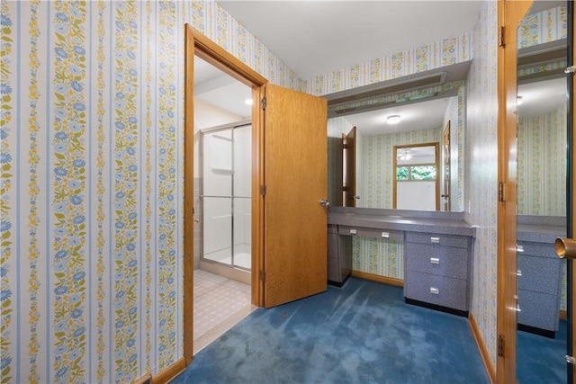 194 Southvue Dr, Whitehall, PA 15236 - full bath with wallpapered walls and a stall shower
