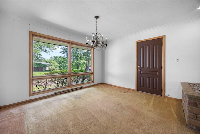 194 Southvue Dr, Whitehall, PA 15236 - carpeted empty room featuring a chandelier, baseboards, and ornamental molding