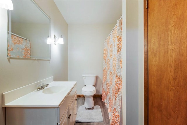 2712 State Route 351, Little Beaver Twp, PA 16120 - bathroom featuring vanity, toilet, baseboards, and wood finished floors