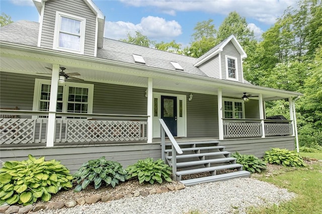 40 Walter Rd, Pine Twp Mer, PA 16127 - view of front of property with ceiling fan, a porch, and roof with shingles